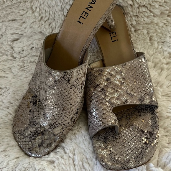 Vaneli Snakeskin Mules - Cream and Tan - Picture 1 of 6